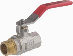 Zawór kulowy BSP gwint wewnętrzny/zewnętrzny, 1/2" + uchwyt stalowy KS12MKR