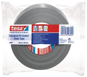 Taśma tkaninowa, standardowa, powlekana PE, szara, 50 m x 50 mm, TesaBAND® T046880003100