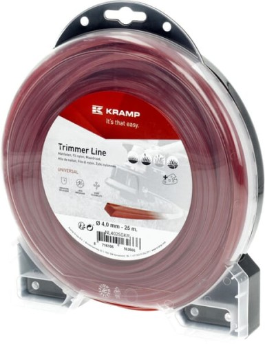 Żyłka tnąca Ø 4 mm 25 m kwadratowa czerwona Kramp NL4025SKR - Intertraktor