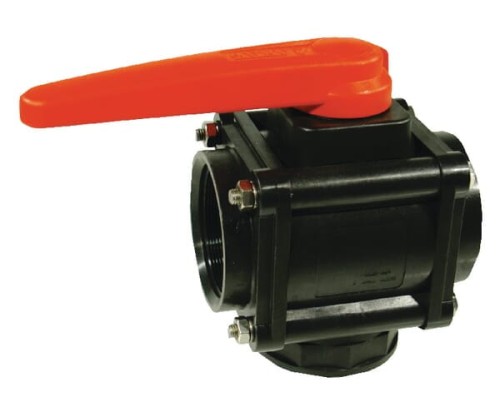 Zawór kulowy 3-drożny 2" gwint zewnętrzny, kula UHMW 453426E77 - Intertraktor