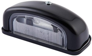 Lampa oświetlenia tablicy rejestracyjnej 5W prostokątna 12V przezroczysta przykręcana 105x40x55 mm płaskie przyłącze Hella 2KA001386231