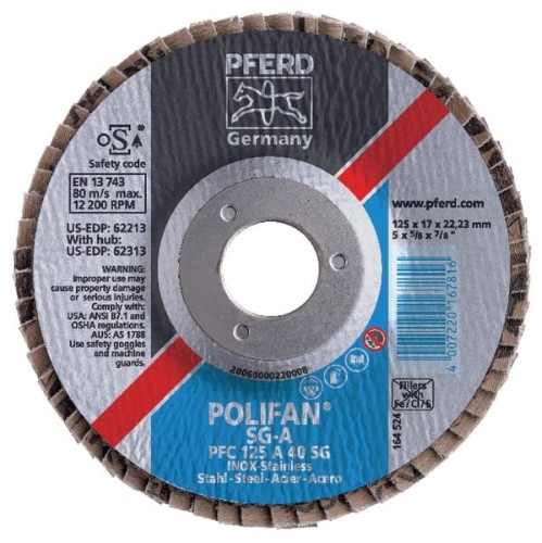 Tarcza szlifierska wachlarzowa, 125x22 mm K80 SG-A Polifan Pferd K125K80 - Intertraktor