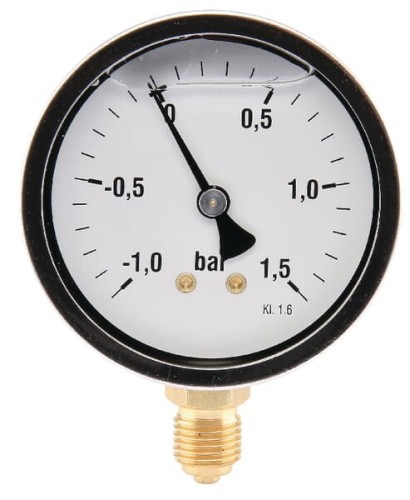 Manowakuometr glicerynowy, Ø 63 mm -1/+1.5 bar, przyłącze dolne 1/4" MAV630115L04SSGF - Intertraktor