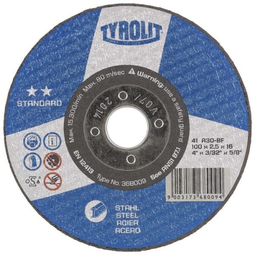 Tarcza do cięcia stali Standard Tyrolit, wypukła,, 125 x 3,0 mm 367789 - Intertraktor