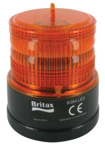 Lampa błyskowa LED, pomarańczowa, na magnes  Ø 108 mm x 126 mm na baterie, 20 LED Britax B36400BAT - Intertraktor