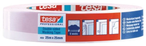 Taśma maskująca, dwustronna 25 mm x 25 m, Tesa® T048360000100 - Intertraktor