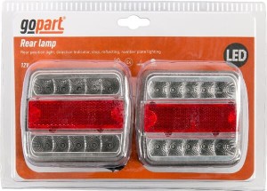 Zestaw lamp zespolonych tylnych LED, kwadratowe, 12-24V, 100x100 x40 mm, Bayonet 5-pin, gopart LA99200SGP