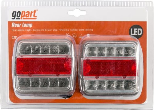 Zestaw lamp zespolonych tylnych LED, kwadratowe, 12-24V, 100x100 x40 mm, Bayonet 5-pin, gopart LA99200SGP - Intertraktor