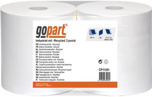 Ręcznik papierowy, biały w rolce, 23 cm x 1000 m, 1 warstwowy, gopart CP11201 - Intertraktor