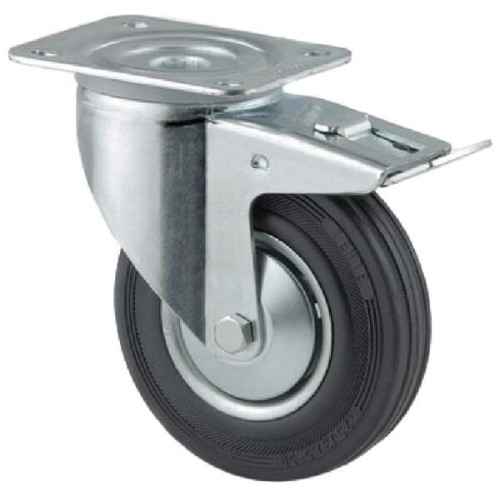 Koła skrętne z czarnymi oponami gumowymi 3477DVJ100P62 - Intertraktor