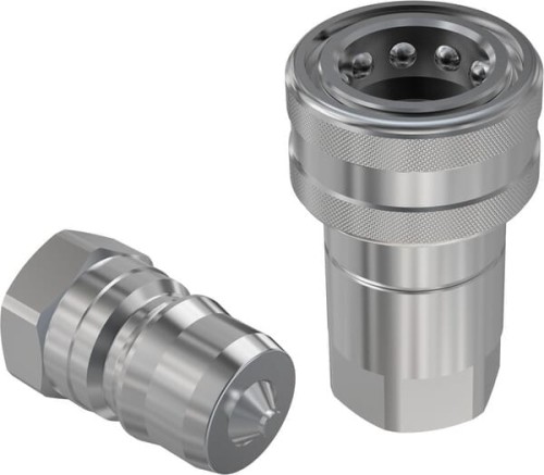 Szybkozłącze gniazdo 3/8" gwint wew. 3/8" BSP z zaworem grzybkowym HNV V2A Viton HNV38GASF2V - Intertraktor