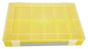 Kasetka asortymentowa, 335x225x55 mm, żółta polipropylenowa, 12 przegródek Hünersdorff WE6048