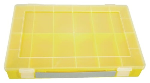 Kasetka asortymentowa, 335x225x55 mm, żółta polipropylenowa, 12 przegródek Hünersdorff WE6048 - Intertraktor