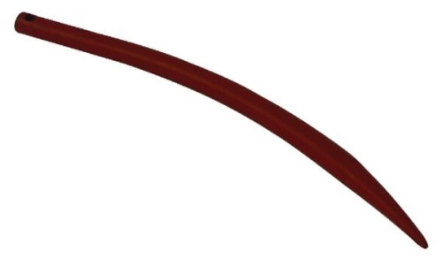 Ząb ładowacza, wygięty zamykający, profil okrągły 28x600 mm końcówka szpiczasta z otworem Ø 12.5 na kołek sprężysty czerwony SHW FT41 - Intertraktor