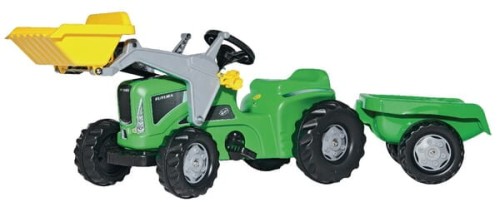 Traktor z napędem na pedały z ładowaczem i przyczepą Futura, zielony, wiek od 2.5 lat Rolly Kiddy Rolly Toys R63003 - Intertraktor