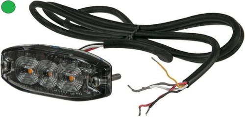 Lampa ostrzegawcza LED, prostokątna, 10/30V zielona, 82x30x9 mm 3 LED Kramp LA20073G - Intertraktor