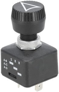 Przełącznik obrotowy, on-on-on, 12-24V przyłącze przewodów płaskie 6.3 mm SW10015KR