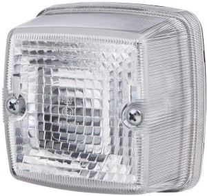 Lampa obrysowa 5W kwadratowa 12/24V przezroczysta/biała przykręcana 84x51x84 mm płaskie przyłącze Hella 2PF003014071