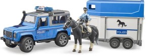 Policyjny Land Rover z przyczepą dla konia i figurką konia i policjanta U02588