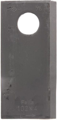 Nożyk kosiarki rotacyjnej lewy 102x48x4 mm otwór Ø 19 mm okrągły pasuje do Fella 140693 - Intertraktor