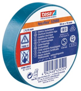 Taśma izolacyjna z miękkiego PCW, niebieska, 20 m x 19 mm TesaFLEX® T539880003100
