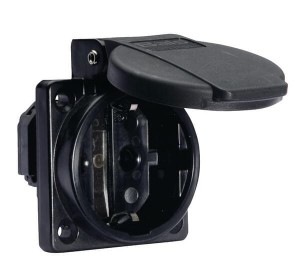 Gniazdo tablicowe czarne 16A 2P 230V Type F B071097