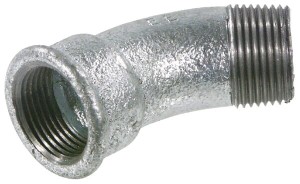 Kształtka rurowa nr 40 kolano 45° gwint wew./ gwint zew. ocynk, 1/4" FG4014