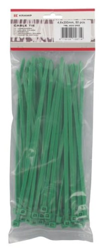 Opaski kablowe 4.8x200 mm zielone Poliamid, max. Ø 53 mm op., 50 szt. Kramp TRBL48200GREE - Intertraktor