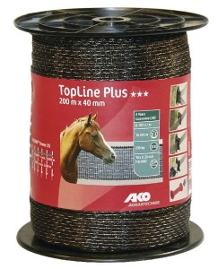 Taśma ogrodzeniowa Top Line Plus, 40 mm 200 m, brązowa AKO 449553