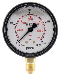 Manometr glicerynowy, Ø 63 mm 0-400 bar, przyłącze dolne 1/4" MA63400L04PLGF