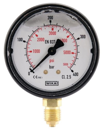 Manometr glicerynowy, Ø 63 mm 0-400 bar, przyłącze dolne 1/4" MA63400L04PLGF - Intertraktor