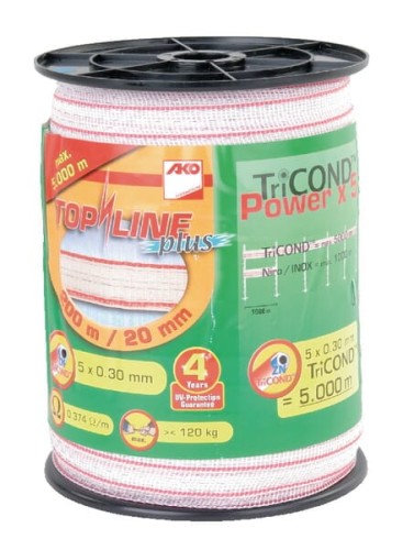 Taśma ogrodzeniowa Top Line Plus, 20 mm 200 m, biało/czerwona AKO 449551 - Intertraktor