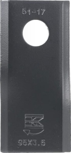 Nożyk kosiarki rotacyjnej prawy 95x45x3.5 mm otwór Ø 16.25 mm okrągły pasuje do Kuhn/John Deere/New Holland 25 szt. 56151310KR - Intertraktor