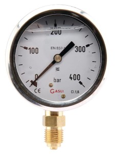 Manometr glicerynowy, Ø 63 mm 0-400 bar, przyłącze dolne 1/4" MA63400L04SSGF