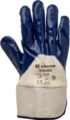 Rękawice robocze roz. 10/XL niebieskie, bawełna powlekane nitrylem L=27 cm Protect Kramp KG0300210 - Intertraktor