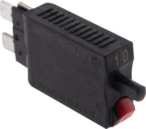 Bezpiecznik termiczny, manualny reset 28V 10A L=51.6 mm czerwony E.T.A SI26010