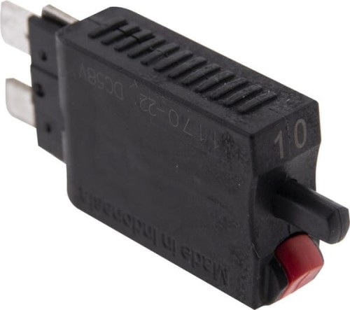 Bezpiecznik termiczny, manualny reset 28V 10A L=51.6 mm czerwony E.T.A SI26010 - Intertraktor