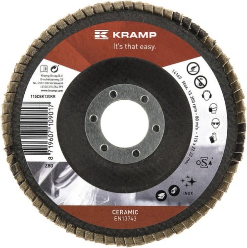 Tarcza szlifierska wachlarzowa, 115x22 mm K120 Ceramic Kramp 115CEK120KR - Intertraktor