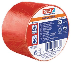 Taśma izolacyjna z miękkiego PCW, czerwona, 25 m x 50 mm TesaFLEX® T539880001900