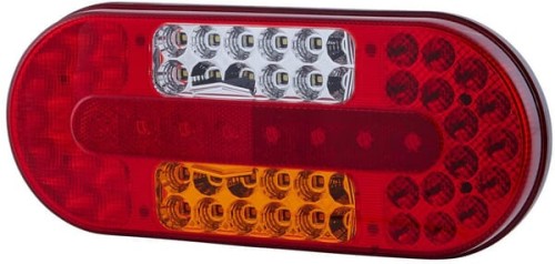 Lampa tylna LED, lewa, prostokątna, 10/30V czerwona/bursztynowa/przezroczysta, przykręcana Hella ValueFit 2VP357017011 - Intertraktor