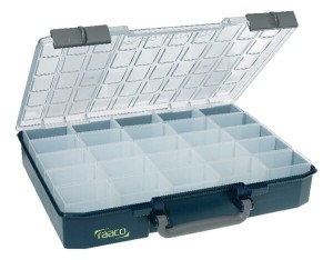 Kasetka asortymentowa, 413x330x79 mm, niebieska polipropylenowa, 25 przegródek, Carry-Lite 80 Raaco 136327