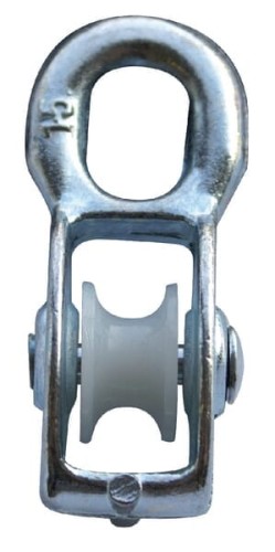 Bloczek do liny na uchu ocynk, 9 mm K09E - Intertraktor