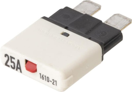 Bezpiecznik termiczny, manualny reset 28V 25A L=34.4 mm biały E.T.A SI25025 - Intertraktor