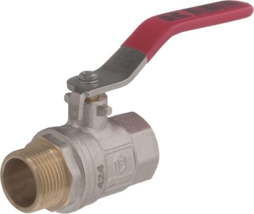 Zawór kulowy BSP gwint wewnętrzny/zewnętrzny, 3/4" + uchwyt stalowy KS34MKR - Intertraktor