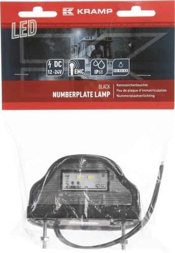 Lampa oświetlenia tablicy rejestracyjnej LED, czarna 12/24V Kramp LA41002 - Intertraktor