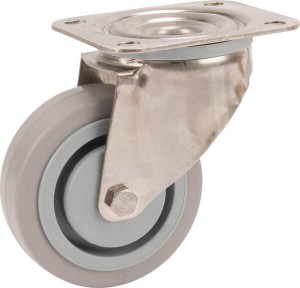 Koła skrętne ze stali nierdzewnej z powierzchnią z szarej gumy elastycznej 8470UFC100P62