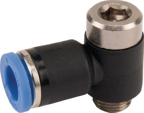 Złącze wtykowe kątowe, 8 mm gwint zew. 1/8" Kramp BCS818PB - Intertraktor