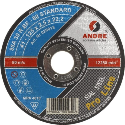 Tarcza do cięcia stali Andre, płaska 125 x 2,5 x 22 1861162120 - Intertraktor