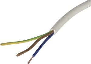 Przewód elektryczny 3x0.8mm² biały PCW na metry Helukabel H05VVF3X075WH