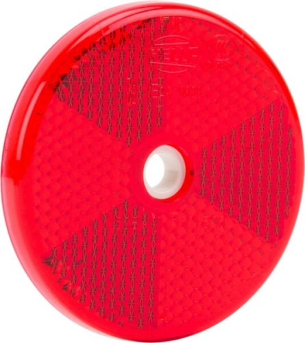 Odblask, Ø 60 mm, czerwony z otworem 6 mm, E24 0030 Hella 8RA002014232 - Intertraktor